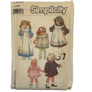 Simplicity 7835 Childs Dress & Pinafore Pattern Size 6